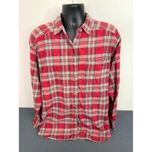 Mountain Lake Men's Plaid Flannel Long Sleeve Button Down Shirt Red Size Large